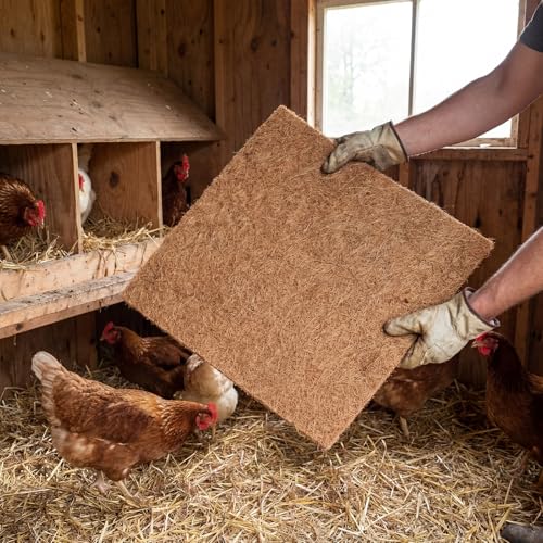 50 Pack Chicken Nesting Pads 11.8x11.8 Inch Natural Coconut Fiber Laying Hen Nest Box Liners Nesting Pads for Chicken Coop Bedding Fit Most Nest Boxes