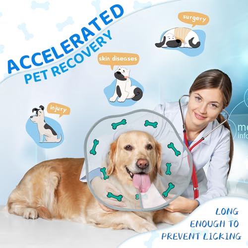 Dog Cone After Surgery - Soft, Comfortable, Adjustable Recovery Collar for Large, Medium, Small Dogs - Stop Licking with Soft Protect Edge (Bone, XXL) - color: Bone, size: XXL