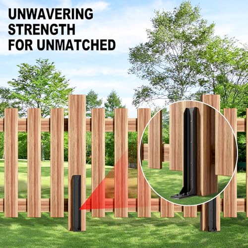 Fence Post Repair Kit，(Separation 16.9+17.9",8 pcs) | Heavy Duty Steel Fence Post Anchor Ground Spike ，Quick Fix Broken/Leaning Wood Posts with，and Fixed Fence Posts - size: Separation (16.9+17.9")