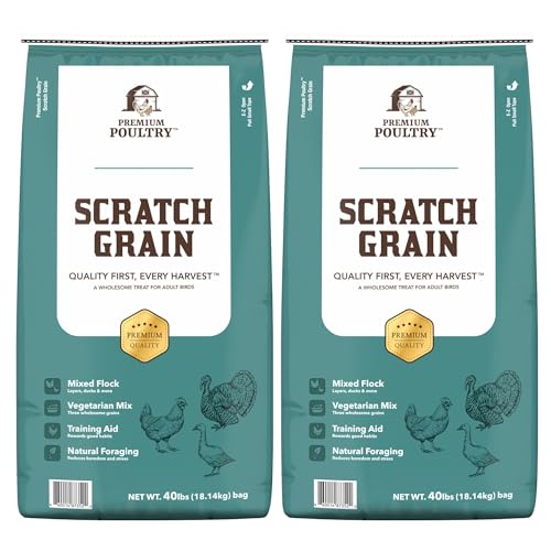Chicken Scratch Grain for Chickens, Ducks & Turkeys, Natural 3-Grain Scratch Feed Treat, Made in USA, Foraging & Energy Support, 80 lbs - size: 80lb (Pack of 1), style: Scratch Grain