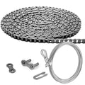 Tandefio #41 20 ft Roller Chain for Gate Openers with 2 Connecting Links and Cable Garage Door Opener Chain for Automatic Sliding Gate Extension Replacement Garage Hanger Door Karts