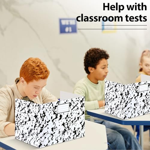 Sabary 24 Pack Desk Dividers for Students,Marble,White | Privacy Folders Testing Dividers with Labels, Standard School Privacy for Classroom Teacher Supplies - color: White, style: Marble