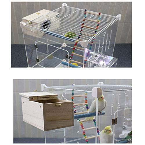 PINVNBY Parakeet Nesting Box,Bird House Wood Breeding Box Parrots Mating Box for Lovebirds Cockatoo Budgie Finch Canary and Medium-Sized Birds(L) - size: 【Large:11.4x5.9x5.9 Inches】