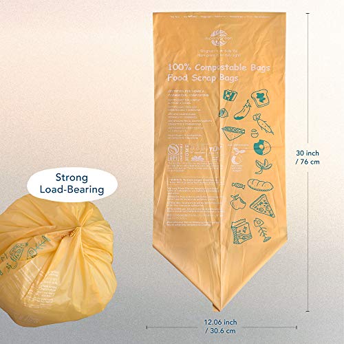 Compostable Trash Bags 13 Gallon, Tall Kitchen Food Waste Bags, US BPI ASTM D6400 and Europe OK Compost Home Certified, Heavy-Duty, 49.2 Liter, 100 Count, Extra Thick - size: 100 Count (Pack of 1), style: 13 Gallon