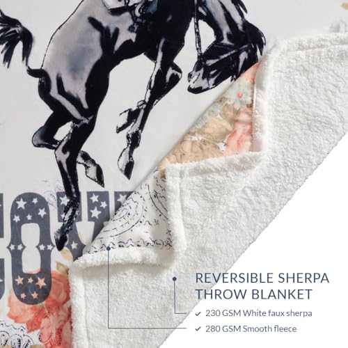 Paseo Road Indigo Hill by HiEnd Accents Rodeo Revival 54x68 Throw Blanket | Long Live Cowboys Floral Medallion Print, Rustic Southwestern-Style Western Fleece Blanket for Camping - color: Long Live Cowboys