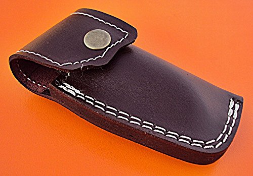 Poshland Limited Edition - FNA-32 Custom Handmade Damascus Steel Folding Knife - Beautiful Camel Bone Handle with Damascus Steel Bolsters (Black Bone) - color: Black Bone