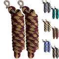 Majestic Ally Polypropylene Lead Rope with Removable Nickel Bolt Snap, 5/8 x 10 ft, for Horses and Livestock, 2 Pack (Marron -Gold) - color: Marron -Gold