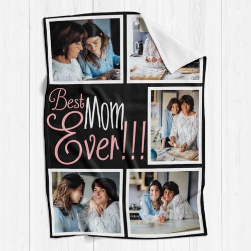 inkArts Custom Mom Blanket with 5 Photos Personalized Blanket with Pictures Customized Throw Gifts for Mom Grandma Photo Throw Blanket for Birthday Mother's Day, 15 Colors Available - color: 5 Photo-4