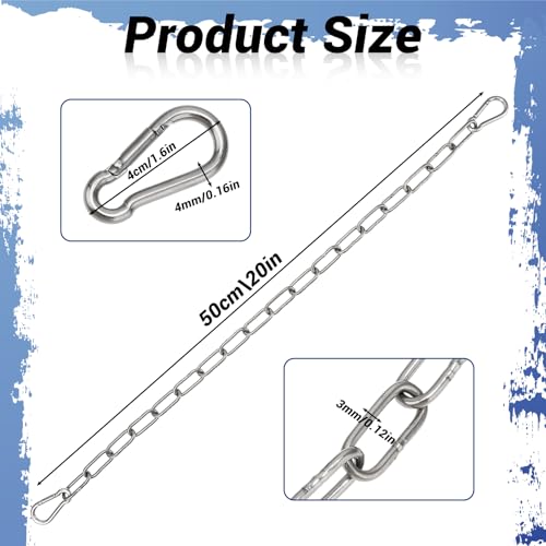 Gate Chain Lock, 20 Inch Stainless Steel Chain Locks for Outside, Metal Gate Chain for Outdoor Fence Camping Hanging Pet Chains Prevention Theft