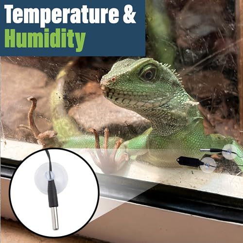 Digital Reptile Thermometer and Humidity Gauge Remote Probes – Terrarium Reptile Hygrometer Thermo Humidor Tank Cage Incubator Brooder Indoor Outdoor
