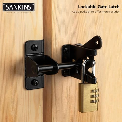 4" Self-Locking Gate Latch for Wooden Fence Gravity Latch, 1pcs | Automatic Heavy Duty Fence Latch, Privacy Door Latches for metal gates, Secure Pool Garden Shed, Black, Normal - size: Normal