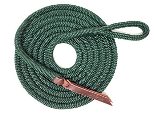 Double Braid Lead Rope with Eye Splice Loop, 12-14FT Lengths (Hunter Green, 12 ft.) - color: Hunter Green, size: 12 ft.