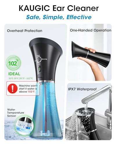 Ear Cleaner with Camera & Irrigation. Wax Removal & Overheat Protect | Complete Ear Cleaning Kit, Visual, Waste Collection Tank, Overheat Auto-Shutoff, IPX7 Waterproof, FSA-HSA Ear Wax Removal - color: Jet Black