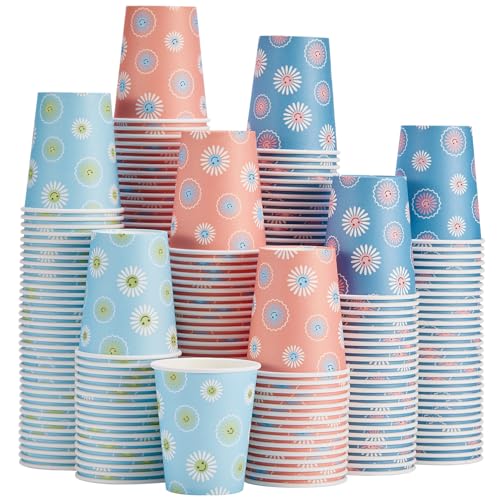 SIUQ 300 Pack Paper Cups 8 oz, Disposable Coffee Cups - Daisy Floral | Heavy Duty Coffee Cups 8 Ounce for Hot/Cold Beverage, Water, Juice, Tea, Office, Party, Home, Travel, Picnic, Events - color: Daisy 8oz-300 pack