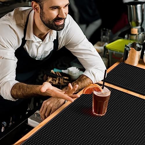 3PCS Black Rubber Bar Service Spill Mat, Bar Mat Set for Countertop | Flexible Barber Station Mat, Waterproof Home Bar Mats Restaurant Service Mat Nonslip Drying Mat - 24x3 & 18x12 & 12x6inch - size: Set of 3 Sizes