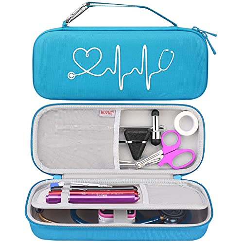 BOVKE Stethoscope Case for 3M Littmann Classic III Monitoring, Lightweight II S.E, Cardiology IV Diagnostic, MDF Acoustica Stethoscopes, Extra Room for Nurse Essentials and Medical Supplies, Blue - color: Blue