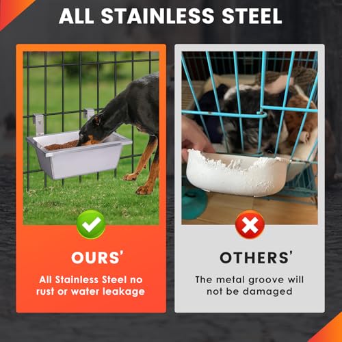 Livestock Water Trough Feeding Trough Set Goat Feeder Hanging 2.6Gal Stainless Steel Horse Trough,Chicken Feeder for Dog Livestock Deer Poultry Duck Sheep Feeding Container Piglet Feeders