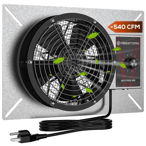 Abestorm 8.7 Inch Crawlspace Ventilation Fan with Humidistat 540 CFM | Smart Digital Panel,Temperature Controller, Moisture Reducing, for Crawl Spaces Garage Attic with Isolation Mesh, IP 55 Rated