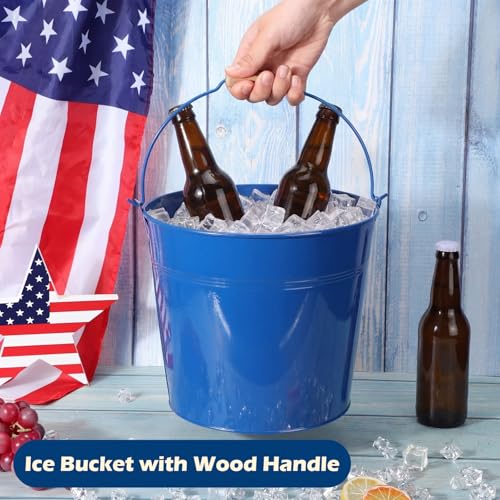 Didaey 12 Pcs Galvanized Metal Beer Buckets, Handle,Royal Blue | 9 Quart Large Capacity Pails for Party Wedding, Tin Pails for Beer Ice, Round Design for Table Centerpieces Crafts - color: Royal Blue