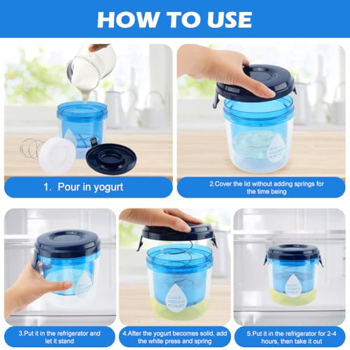 Greek Yogurt Strainer with Lid, Reusable Yogurt Filter with Ultra Fine Mesh Yogur-t Strainer to Makes small batches of Thick Creamy Greek or Coconut Yogur-t Cheese, Soy Milk
