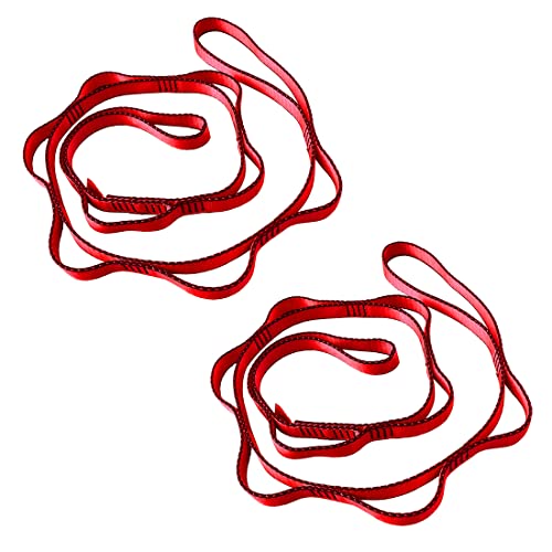53 Inches Nylon Daisy Chains Rope Climbing Lanyard Straps Looped Strong Slings 23 kN Aerial Yoga Webbing - color: 2PCS Red