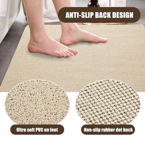 HOMBYS 58 x 44 Extra Large Shower Mat for Shower Stall Tub, Non Slip Bath Mat Bathroom Accessories, PVC Loofah Mats for Shower and Bathroom, Quick Drying, (Khaki, 58"x44") - color: Khaki, size: 3'8" x 4'10" (Rectangular)