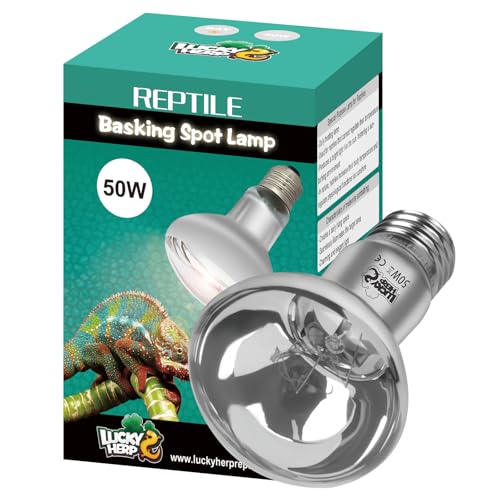 LUCKY HERP Heat Lamp Bulbs, UVA Intense Basking Spot Light Reptile Heat Lamp(Clear) 50W, Simulated Natural Sunlight Heat Lamp Bulbs for Reptile, Bearded Dragon, Amphibian, Turtle, Snake, Lizard - color: Clear Reptile Heat Lamp, size: 50W 1-Pack
