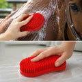 2PCS Horse Grooming Brushes, Soft Rubber Bristle Massage Curry Comb for Horse, Mule & Livestock, Red & Blue