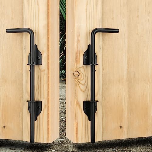 12" Heavy Duty Cane Bolt Gate Drop Rod-Steel Gate Ground Latch Designed for Wood Metal Vinyl Gates or Double Doors Fence Applications-2 Pack - size: 12 Inch-2 Pack