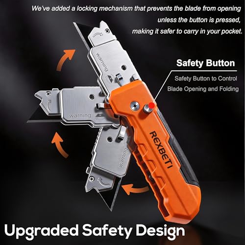 REXBETI 2-in-1 Utility Knife & Scraper, Zinc Alloy Body, Blade Storage