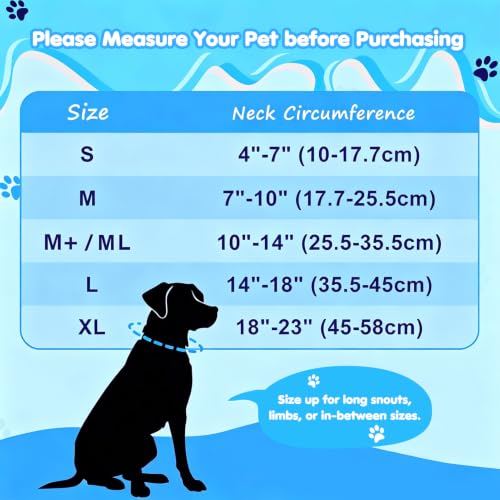 Grand Line Inflatable Dog Cone Collar, Soft Pet Recovery After Surgery (M+) | Does Not Block Vision | Protective Pet Neck Cone Alternative for Small, Medium, Large Dogs & Cats | Solid Blue - color: Blue, size: M+/ML(Neck:10"-14")