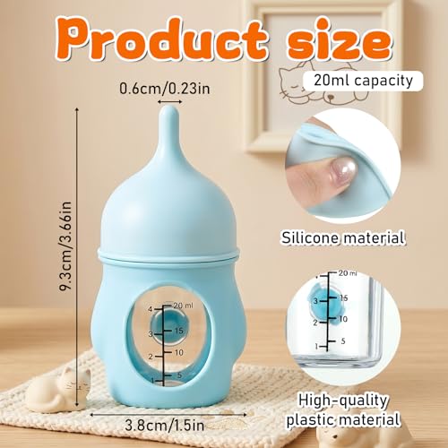 Kitten Bottle for Nursing, Miracle Nipple for Kittens Puppy Kitten Milk Replacement, Silicone Kitten Feeding Bottle for Pregnant Cat Essentials (Blue)