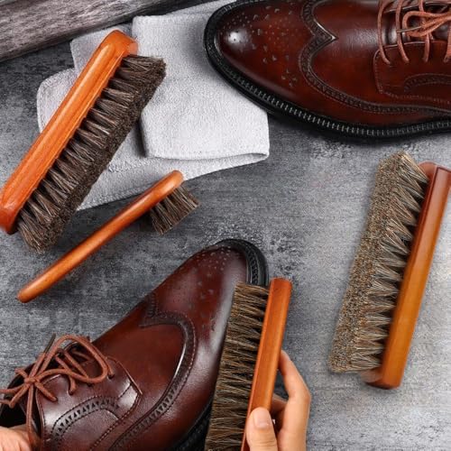 Shoe Brush, Horsehair Shoe Brush Shoe Cleaning Brush Boot Brush for Leather, Shoe Brushes Shoe Shine Brush Brush Shoe Polish Brush for Cleaning and Care Leather Shoes Clean Dauber Applicators - size: 7 Inch