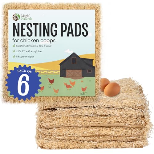 MagJo Aspen Nesting Pads for Chicken Coops - USA Grown Aspen Excelsior Nest Box Liners 13x13-6 Pack - size: 6 PACK