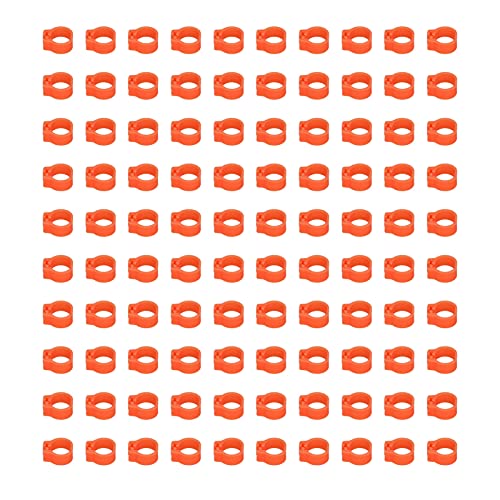 Omabeta 100PCS Reusable 8mm Pigeons Identification Leg Rings for Easy Dovecot Management and Marking, Lightweight Plastic Bands for Poultry Supplies (Orange) - color: Orange