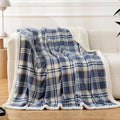 PU MEI Sherpa Blanket Twin Plaid Thick Bed Blanket, 60”*80” Super Soft Flannel Fuzzy Fleece Reversible Velvet Plush Warm Blanket for Couch (Blue White Check) - color: Blue White Check, size: 60"*80"