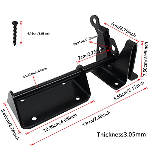 JIAHOO Heavy Duty Gate Latch for Wooden Fence with Cable Pull Opener | Automatic Latch for Wooden & Metal Gates, Vinyl Fence, Self Locking Outswinging Pool & Dog Door Latch with Security, Black