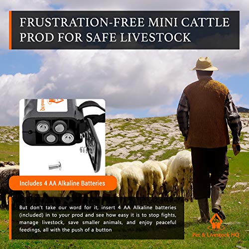 Cattle Prod Handheld - Electric Cattle Prod Livestock - Mini Hand Held Prodder for Sorting Cows Pigs, Goat, Sheep - 4000V Shock & Buzz