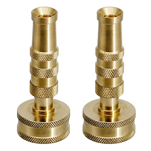 ATDAWN Brass Hose Nozzle, Heavy-Duty Brass Adjustable Twist Hose Nozzle, 2 Pack (3") - size: 3 Inch