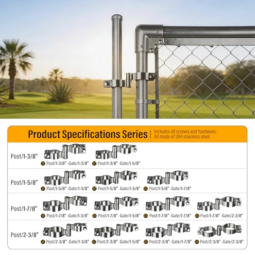 2 Pack 1-5/8" x 1-7/8" Chain Link Fence Gate Hinge, 304 Stainless Steel Heavy Duty Male Female Post Hinges with Bolts and Nuts - color: 1-5/8", size: 1-7/8"
