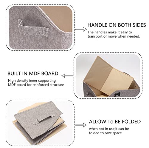 Foldable Fabric Trapezoid Organizer Boxes - Collapsible Dog Toy Basket (Light Brown-DOG) - color: Light Brown, size: Large - Dog Toys