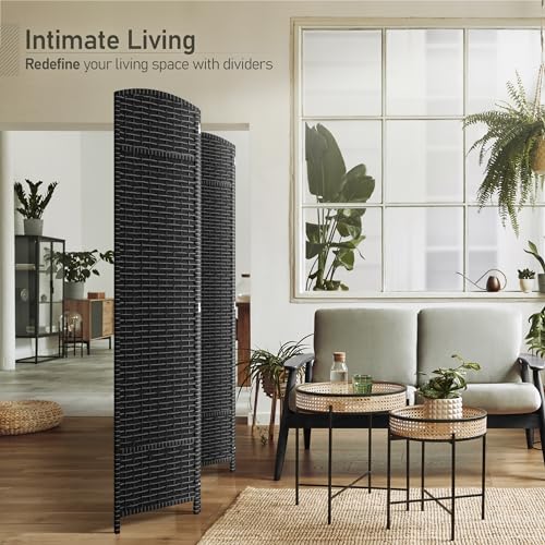 Sorbus Foldable Room Divider, Mesh Privacy Screen (4 Panel, Grey White) | Folding screens, dividers for rooms, double-hinged panels; freestanding partition for bedrooms, offices and shared areas - color: Grey White, size: 4 Panel