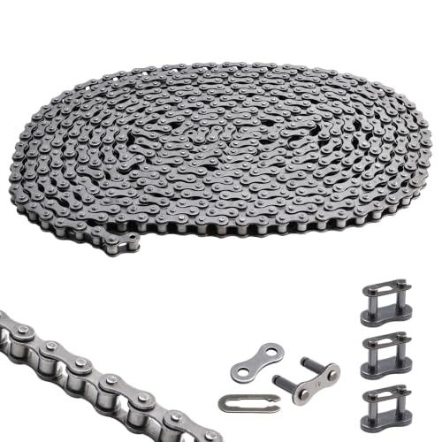 #41 Roller Chain 10 Feet for Electric Gate Openers with 4 Connecting Links, Carbon Steel Chains for Automatic Sliding Gate Opener Operator Garage Hanger Door Go Karts ATVs Dirt Bikes - size: 10 Feet