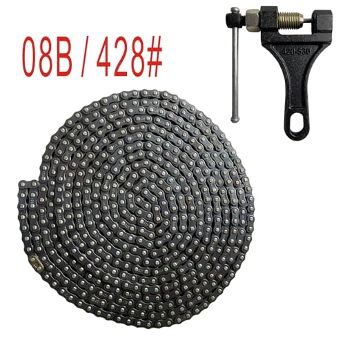08B Roller Chain 20 Feet 480 Link with Chain Breaker | with 10 Connecting Links for Chain Driven Sliding Gate Opener for Replacement and Extension 08B Metric Standard 428#