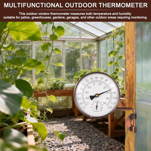 4 Inch Brass Outdoor Thermometer with Humidity Gauge, Analog Swivel Temperature Gauge Decorative Outdoor Thermometer for Patio Window Greenhouse Garage Garden Decor - color: copper, style: Style 1