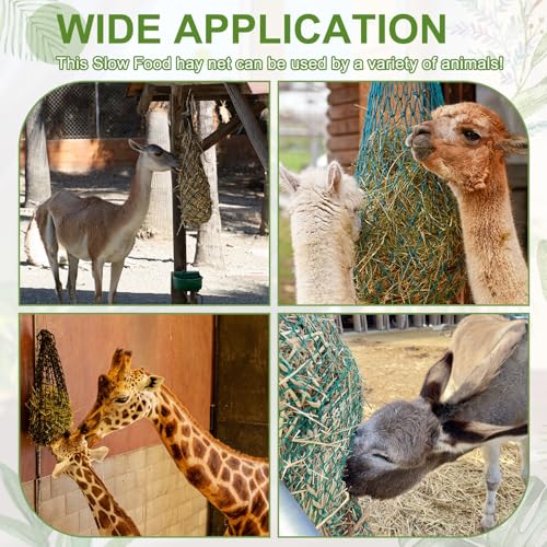 Slow Feeder Hay Net, 40" Length 2" Holes Strong Load-Bearing, Nylon Slow Feed Bag Hay Feeder, (Blue, 2 Pcs), Intended for Horses/Goats/Trailer/Stall - color: Blue