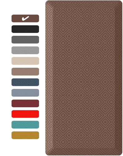 Ophanie Kitchen mats for Floor, 3/4 inch Thick, 20x48 Anti Fatigue Cushioned Mat,Kitchen Rugs,Waterproof,Comfort Ergonomic Standing Mat for Office,Home,Sink with 99+ Pairs of Anti-Slip Bottom Ridges - color: Brown, size: 20"L x 48"W x 0.8"Th