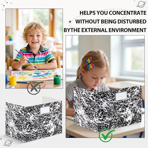 Sabary 24 Pack Desk Dividers for Students,Marble,Black | Privacy Folders Testing Dividers with Labels, Standard School Privacy for Classroom Teacher Supplies - color: Black, style: Marble