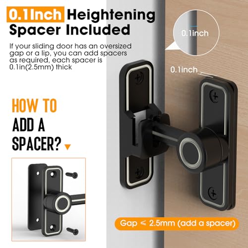 Sliding Barn Door Lock, 90 Degree Locks, 2 Pack-Luminous Black | Flip Gate Latches for Garden, Bathroom, Outdoor, Garage, Window, Barn Doors - color: 2 Pack-Luminous Black