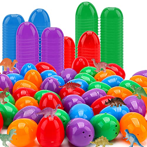 BAINFE 24Pack Easter Eggs with Dinosaur Toys Easter Basket Stuffers Easter Party Favors for Kids Easter Egg Hunt Filler Classroom Prizes